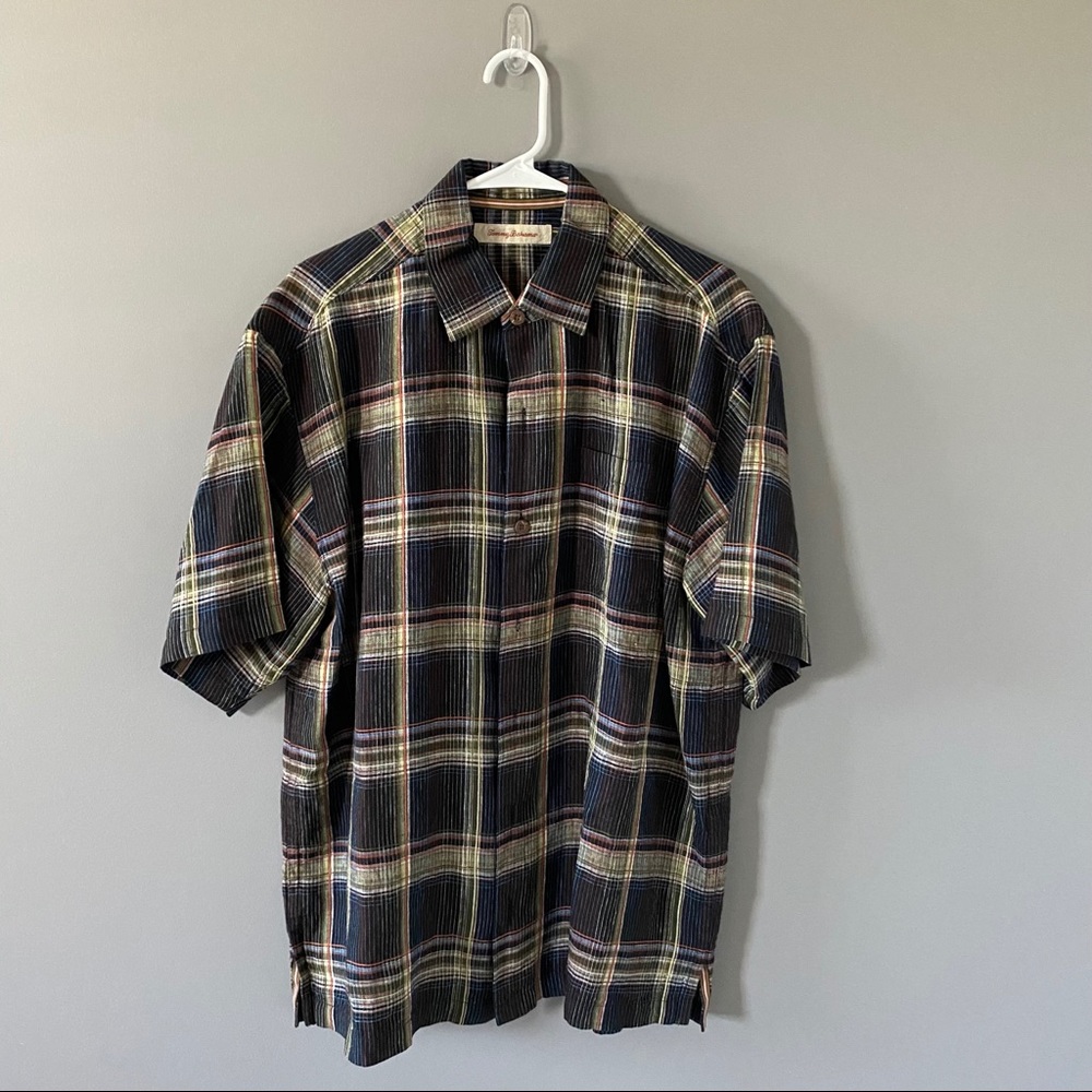 Tommy Bahama Plaid Linen Button Down Shirt
